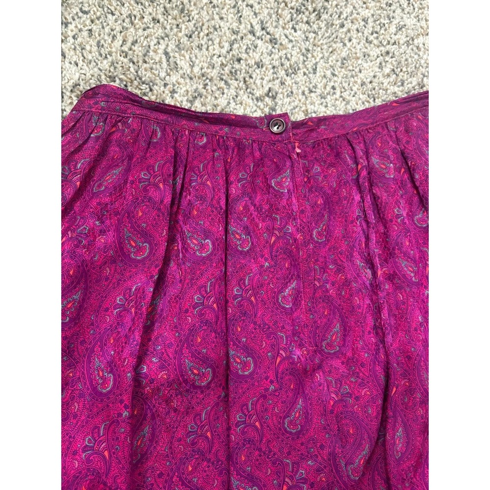 Vintage 90s Levante 100% Silk Paisley Midi Skirt Women's Size 12 - Picture 5 of 8